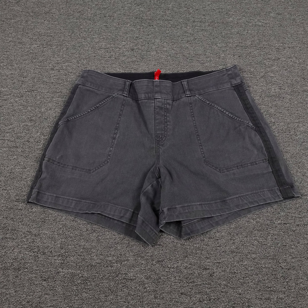 Spanx Shorts Womens Large Gray Denim Utility Pull On Slim Shaping 5 Inseam